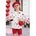 thumbnail image 3 of Arshiner Girls Summer 2 Piece Outfits Drop Shoulder T-Shirts and Biker Shorts Cool Kids Short Sets, 3 of 6