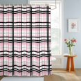 thumbnail image 4 of Shower Curtains for Bathroom, Pink Black Plaid Waterproof Fabric Shower Curtain, Farmhouse Pink Black Checkered Decorative Bathroom Curtain for Bathtub, 72"x78", No Hooks Included, 4 of 9