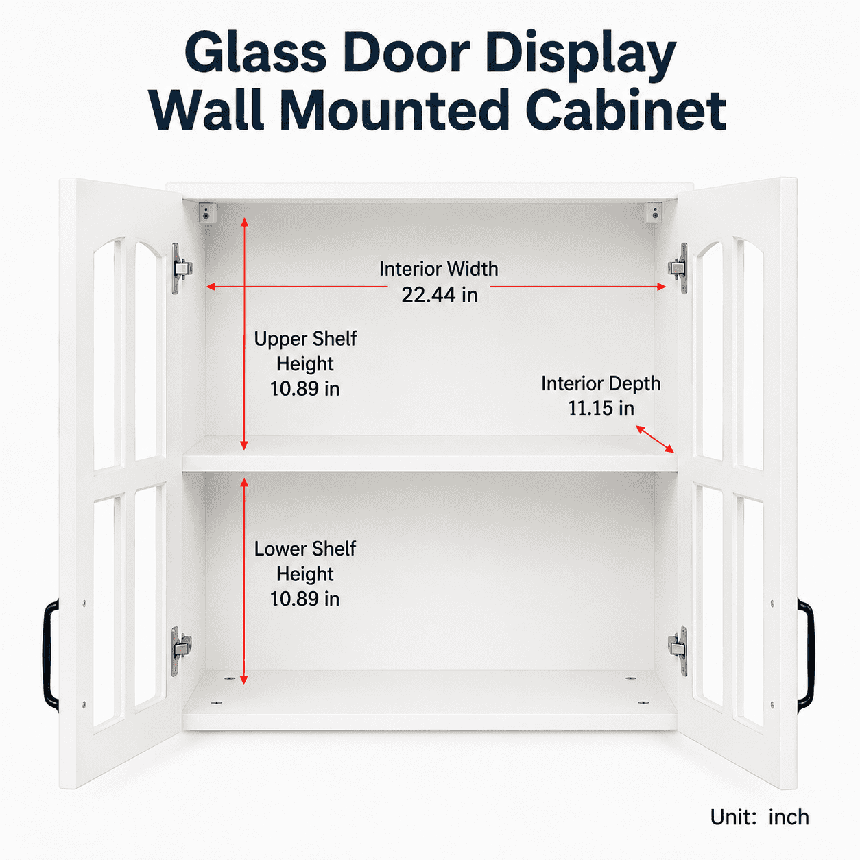 Aukfa Wall Mounted Cabinet, Floating Storage Cabinet for Bathroom, Kitchen, Hallway and Living Room, White