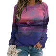 thumbnail image 3 of De Blusas de manga larga con estampado tie-dye y cuello redondo de moda informal de invierno para mujer, 3 of 4