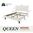 thumbnail image 6 of Amolife Queen Bed Frame, Platform Bed Frame with Upholstered Adjustable Headboard, White, Nubby Fabric, 6 of 14