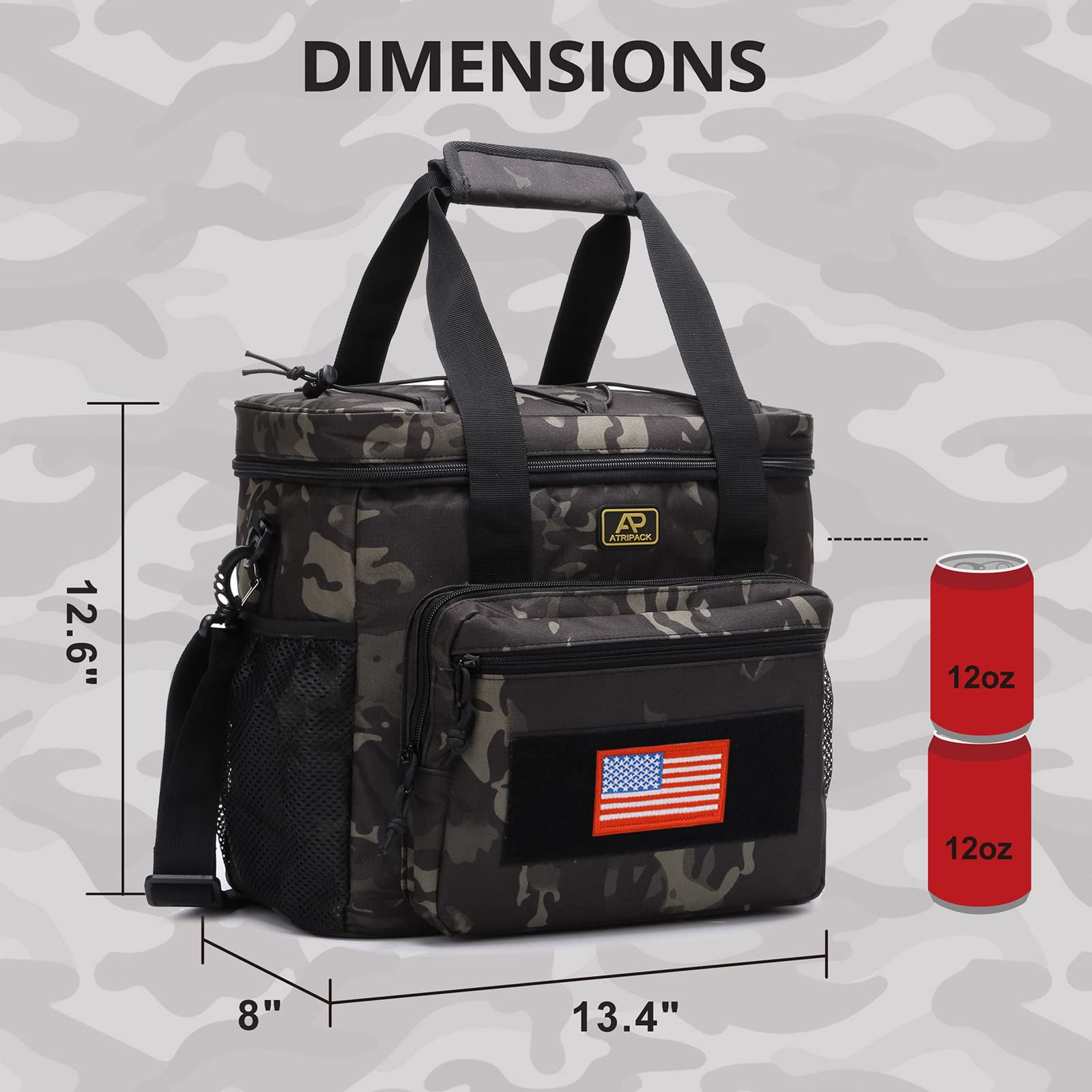 Lunch Box for Men, Lunch Bag Webbing Leakproof Insulated Large Lunch Cooler Bag Women Adult Meal with Adjustable Shoulder Strap Durable Lunch Pail-Camo Black