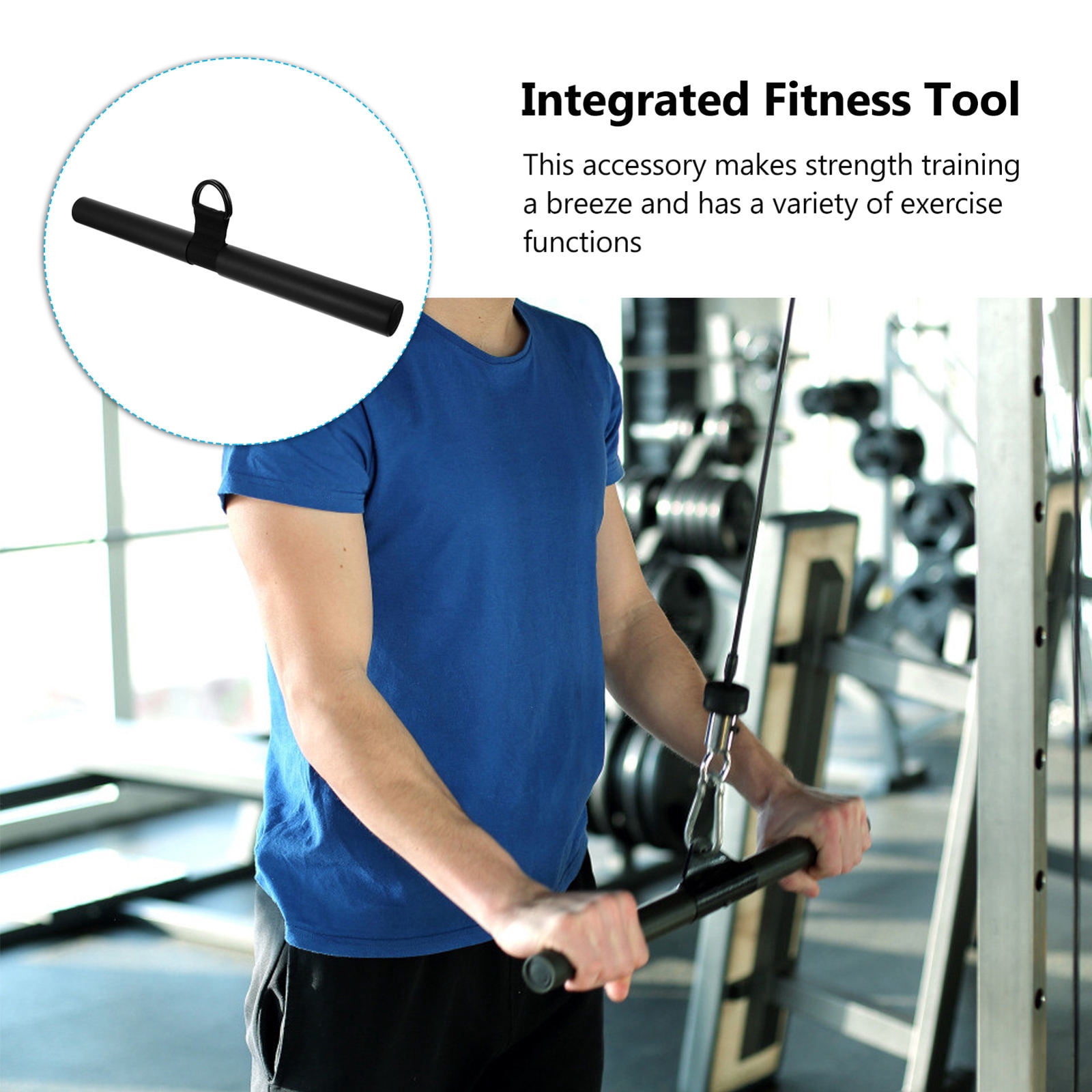 FENGGUIQU 1Pc Black Fitness Tension Rod Pull Down Bar for Arm and Back Exercise