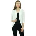 thumbnail image 3 of Bimba Women Solid Shrug Spandex 3/4 Sleeve Casual Shrug Cardigan White, 3 of 8