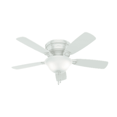 Hunter 48 Low Profile White Ceiling Fan With Light Kit And Pull Chain