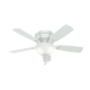 Hunter Low Profile 48" Home Ceiling Fan with LED Light and Pull Chain, White
