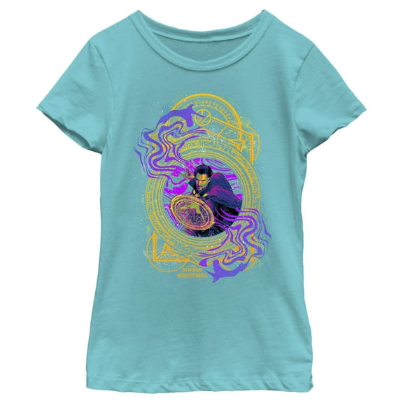 Girl's Marvel Doctor Strange in the Multiverse of Madness Neon Magic Graphic Tee Tahiti Blue X Large