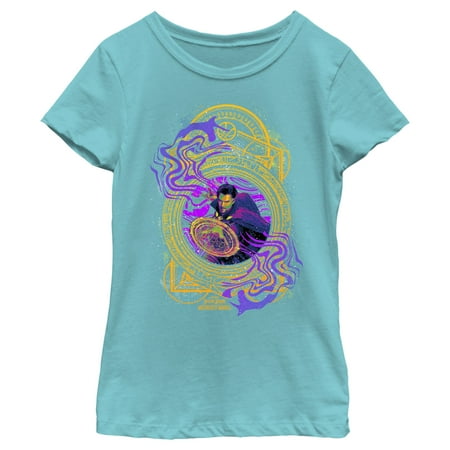 Girl s Marvel Doctor Strange in the Multiverse of Madness Neon Magic Graphic Tee Tahiti Blue Small