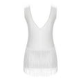 thumbnail image 4 of Haitryli Kids Girls Tassel Ballroom Latin Dance Dress Skating Gymnastic Leotard Modern Jazz Dancewear White 6, 4 of 7