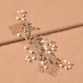 thumbnail image 2 of Nvzi-c Bridal Flower Wedding Hair Pins Crystal Pearl Hair Combs Clips Headpiece Gold Wedding Hair Accessories Jewelry with Rhinestone for Brides Bridesmaids Women (Gold), 2 of 2