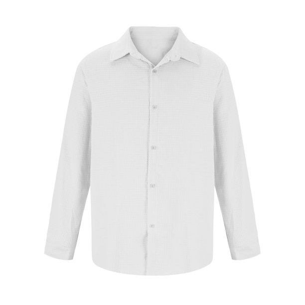 Blusa y camisa de manga larga con cuello vuelto para hombre, informal, de moda, de manga larga, con botones, lisa, con cuello vuelto, blusa de poliéster para hombre