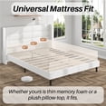 thumbnail image 6 of Frostbloom Queen Size Velvet Upholstered Platform Bed Frame with Wingback Headboard, No Box Spring Needed, White, 6 of 8