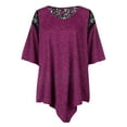 thumbnail image 4 of Azrian Fashion Womens Plus Size Flare Lace Asymmetrical Splicing Tunic T-Shirt tops, 4 of 5