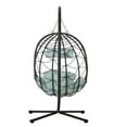 thumbnail image 2 of Gray Egg Chair with Stand, Indoor Outdoor Hanging Swing Chair for Patio, Balcony & Living Room – PE Wicker & Steel Frame (38.6"W x 76.8"H), Foldable Design, 2 of 12