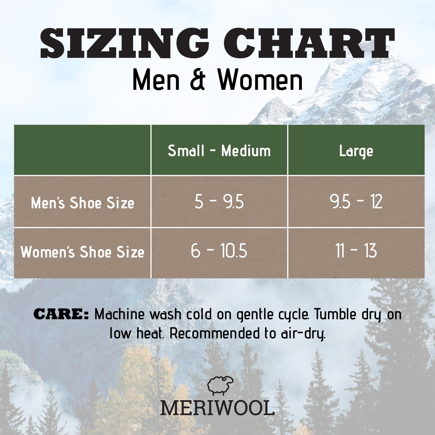 Meriwool Size Chart