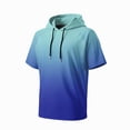 thumbnail image 5 of JULMCOMO Men's Shirts Ombre Gradient Quick Dry Drawstring Hooded Travel Casual T Shirt Short Sleeve Loose Fit Summer Hoodie Dark Blue 3XL, 5 of 6