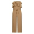 thumbnail image 6 of aidice Summer Jumpsuits for Women Off-Shoulder Ruffle Drawstring Waisted Casual Cropped Pants Rompers, 6 of 7