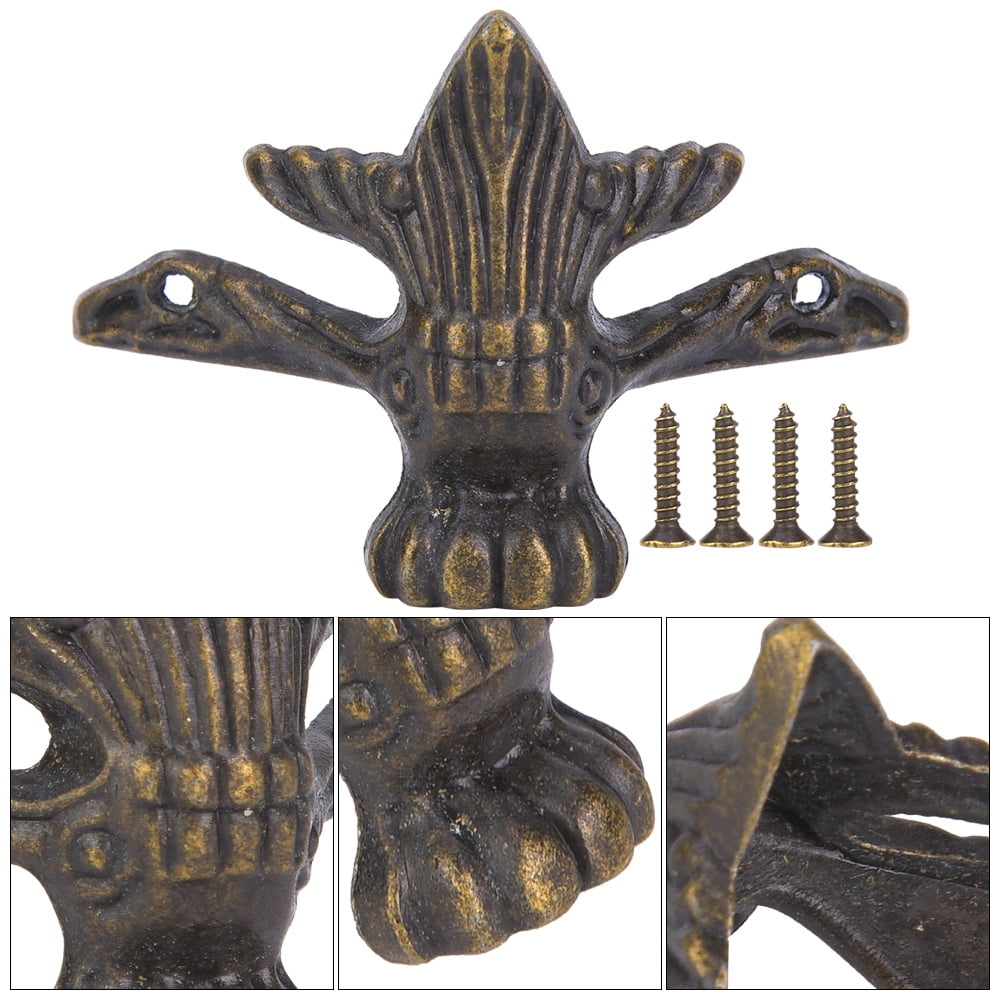 Kritne Jewelry Box Decorative Feet,4PCS Zinc Alloy Wooden Box Feet Leg Hardware Furniture Leg