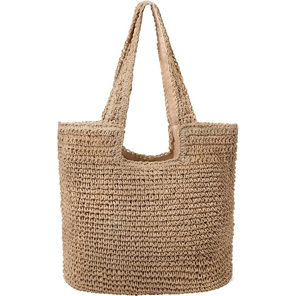 Straw Beach Bag for Women Summer Woven Beach Tote Bag Shoulder Handbags Boho Bag