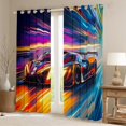 thumbnail image 2 of Manfei Racing Car Blackout Curtains Set of 2 (52x84 Each),Speed Sport Window Curtains,Purple Orange Blue Curtains and Drapes For Boys Teens,Super Cozy Room Decor, 2 of 6
