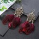 thumbnail image 5 of Guardurnaity 1 par de pendientes de mujer estilo bohemio elegantes plumas exquisitas colgantes para las orejas gotas para las orejas joyería única Ropa, zapatos y accesorios Miscelánea Vino rojo, 5 of 6
