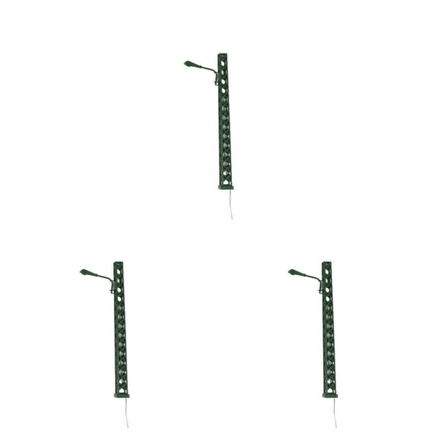 pitrice Lampe de Chemin de Fer Modèle Classique Échelle Légère à une Tête Lampadaire Miniature Extérieur LED Métal Lampadaire Vert (Lumière Blanche) 3Ensemble
