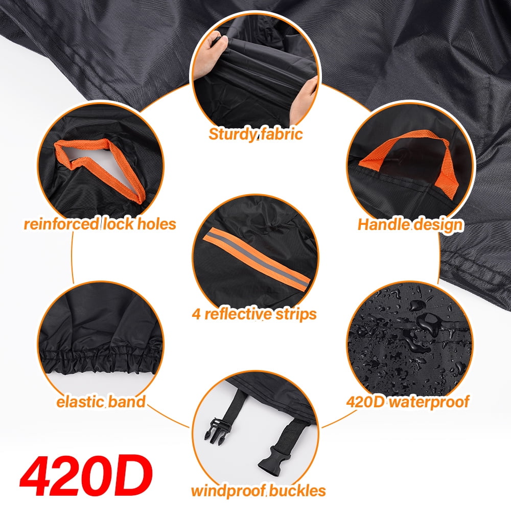 XiongXiong Motorcycle Covers Outdoor Waterproof for Harley, 420D Thicken Heavy Duty Motorcycle Cover All Weather 4XL, Black