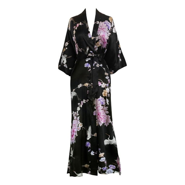 KIM+ONO Long Kimonos Satin Robe for Women, Silk Robe, Womens Kimono ...