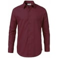thumbnail image 2 of Men's Classic Solid Long Sleeve Barrel Cuff Dress Shirt (Burgundy, Large 34/35), 2 of 2