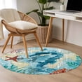 thumbnail image 4 of Round Rugs 3Ft, Sea Seahorse Coastal Round Area Rug Washable Indoor Throw Carpet, Nautical Summer Coral Ocean Vintage Small Non Slip Circle Rug for Bedroom Living Room Home Decor Aesthetic, 4 of 8
