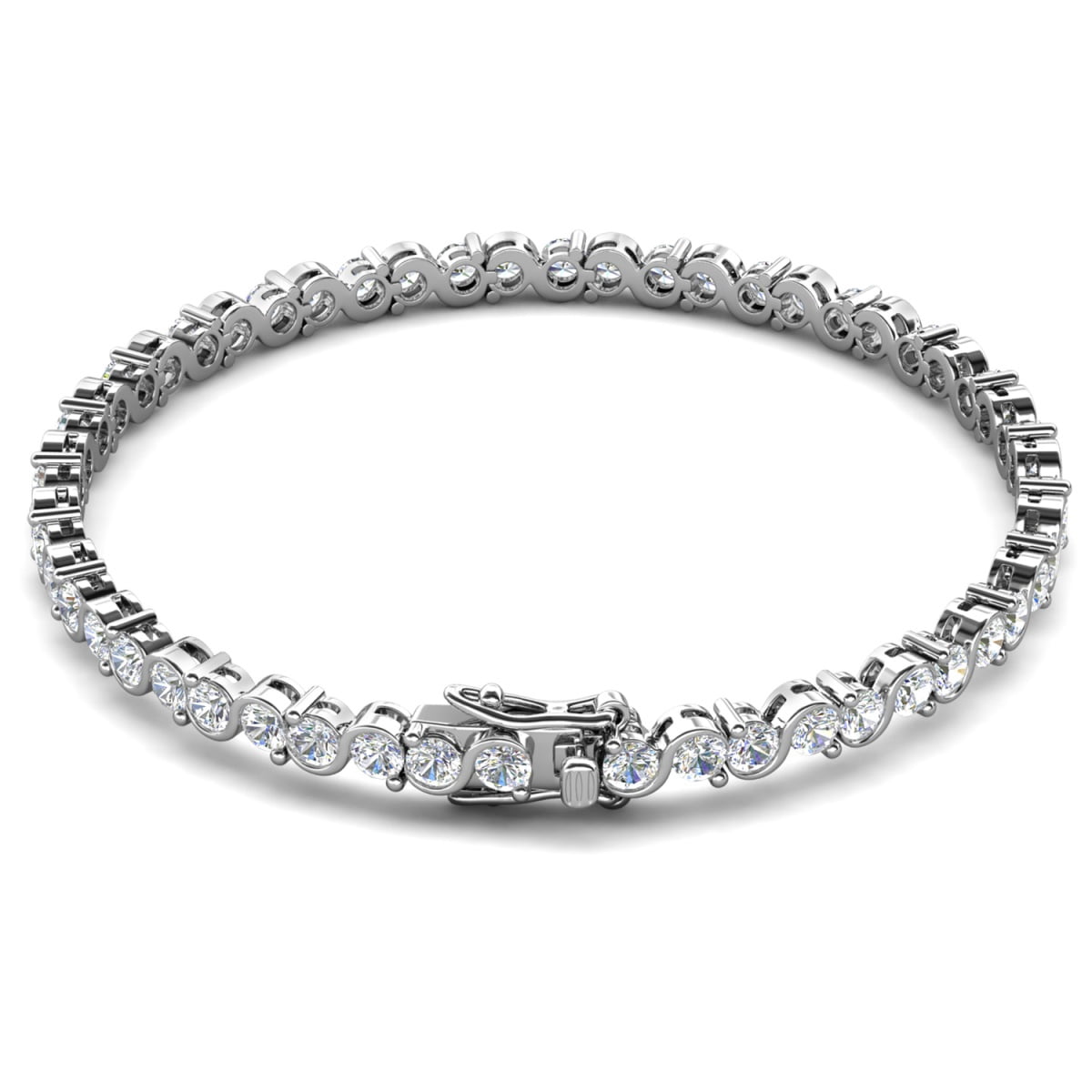 Cate & Chloe Ezra 18k White Gold Plated Infinity Tennis Bracelet with Simulated Diamond for Women