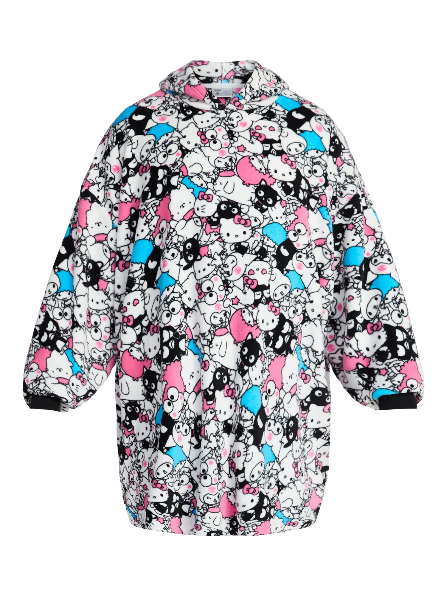 Hello Kitty & Friends Men's and Big Men's Oversized Graphic Hooded Sweatshirt, One Size Fits Most