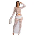 thumbnail image 3 of Vestido playero sexy de punto de crochet con lentejuelas para mujer, vestido largo ajustado de verano transparente para cubrirse, vestidos de fiesta para discotecas y vacaciones, 3 of 5
