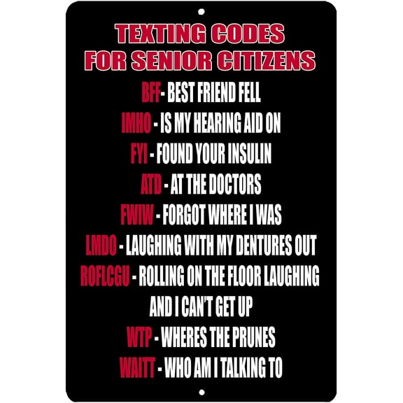 Funny Sarcastic Metal Tin Sign Wall Decor Man Cave Bar Retirement Birthday Gift Senior Text Codes