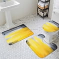 thumbnail image 3 of Yellow Gray Graffiti Bathroom Rugs Set Abstract Color Block Non Slip Absorbent Soft Bath Mats 3 Piece Set with Bathroom Rug, U-Shaped Floor Mat, Toilet Seat Cover Large Size, 3 of 9