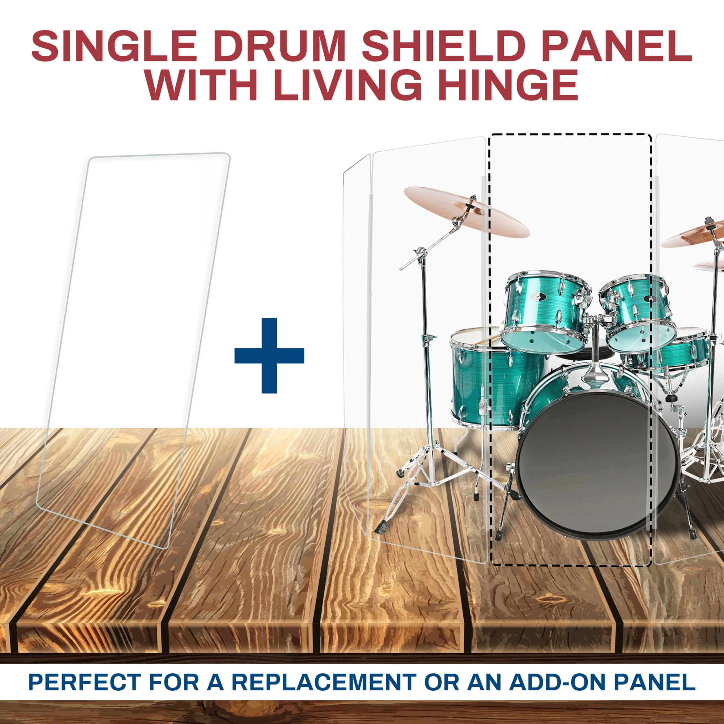 PENNZONI Sinlge Panel Acrylic Drum Shield w/ Plastic Hinges, 4ft Drum Screen