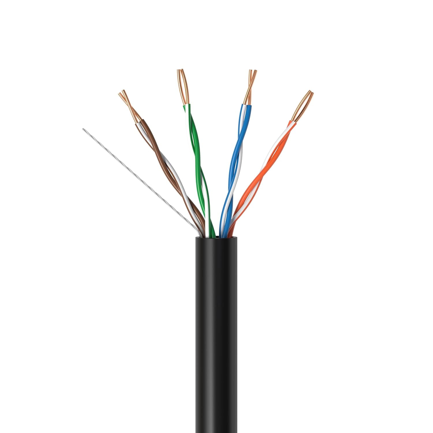 500ft Cat5e Solid 24AWG Ethernet Network Cable – UTP Unshielded Bulk LAN Copper Clad Aluminum Wire Pull Box for Internet, Router, Switch, PC, Black