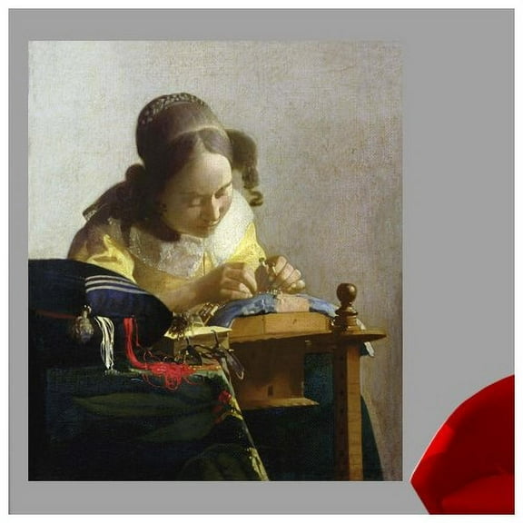 Wallhogs Vermeer The Lacemaker (1669) Wall Mural