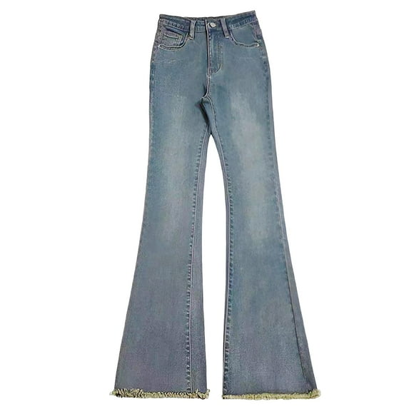 Bmisegm High Waist Flared Jeans Slim Slim Simple and Exquisite Design Y2K Jeans for Women Blue XS
