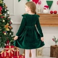 thumbnail image 6 of NAISIBABY Girls Christmas Velour Dresses, Ruffle Long Sleeve Crewneck Party Casual Fall Winter Princess Dresses Green 7T, 6 of 6