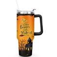 thumbnail image 2 of Black Castle on Halloween 40 Oz Tumbler with Handle Lid and Straw, Stainless Steel Double Walled Vacuum Insulated Cup, Cute Birthday Gifts Tumbler for Women Men Friends, 2 of 7