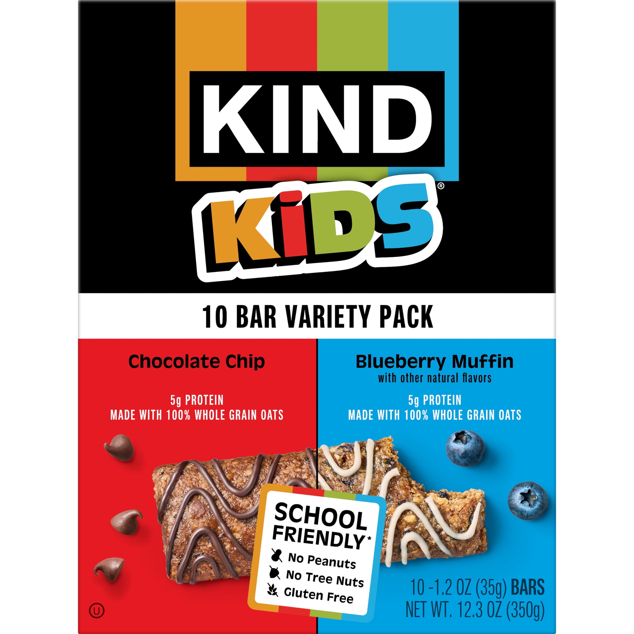 KIND Kids Snack Bars Variety Pack, Tree Nut Free, Peanut Free, 10 Count