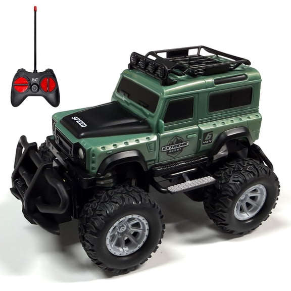 1:43 RC Off-road Car Toys for kids,2.4GHZ Radio Control Four-wheel Remote Control vehicle Gift for Age 6+, LED Lights under Vehicle, Green
