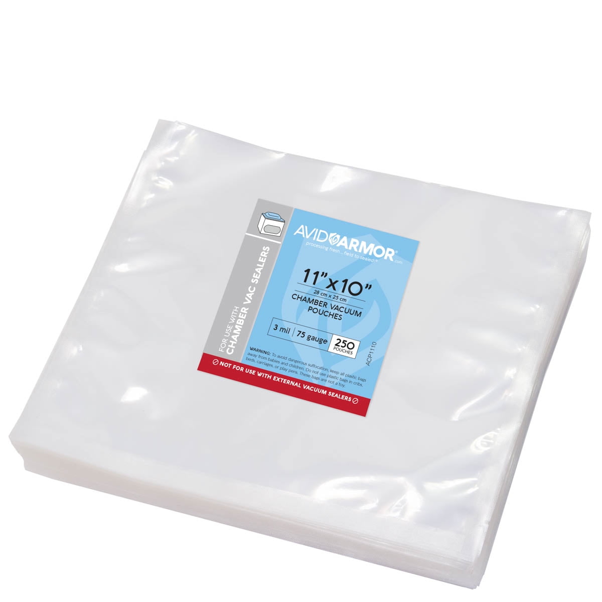 Avid Armor 11'x10' Chamber Machine Vacuum Pouches, 3-Mil, Pack of 250