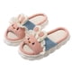 thumbnail image 2 of Bonitas zapatillas de cuatro estaciones de lino grueso con suelo de madera para interiores y exteriores para bebés, adultos, hombres y mujeres, con encaje de conejo, 2 of 6