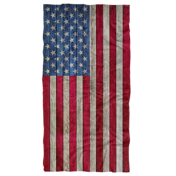 Rustic American Flag Wood Grain Beach Towel 30' X 60'