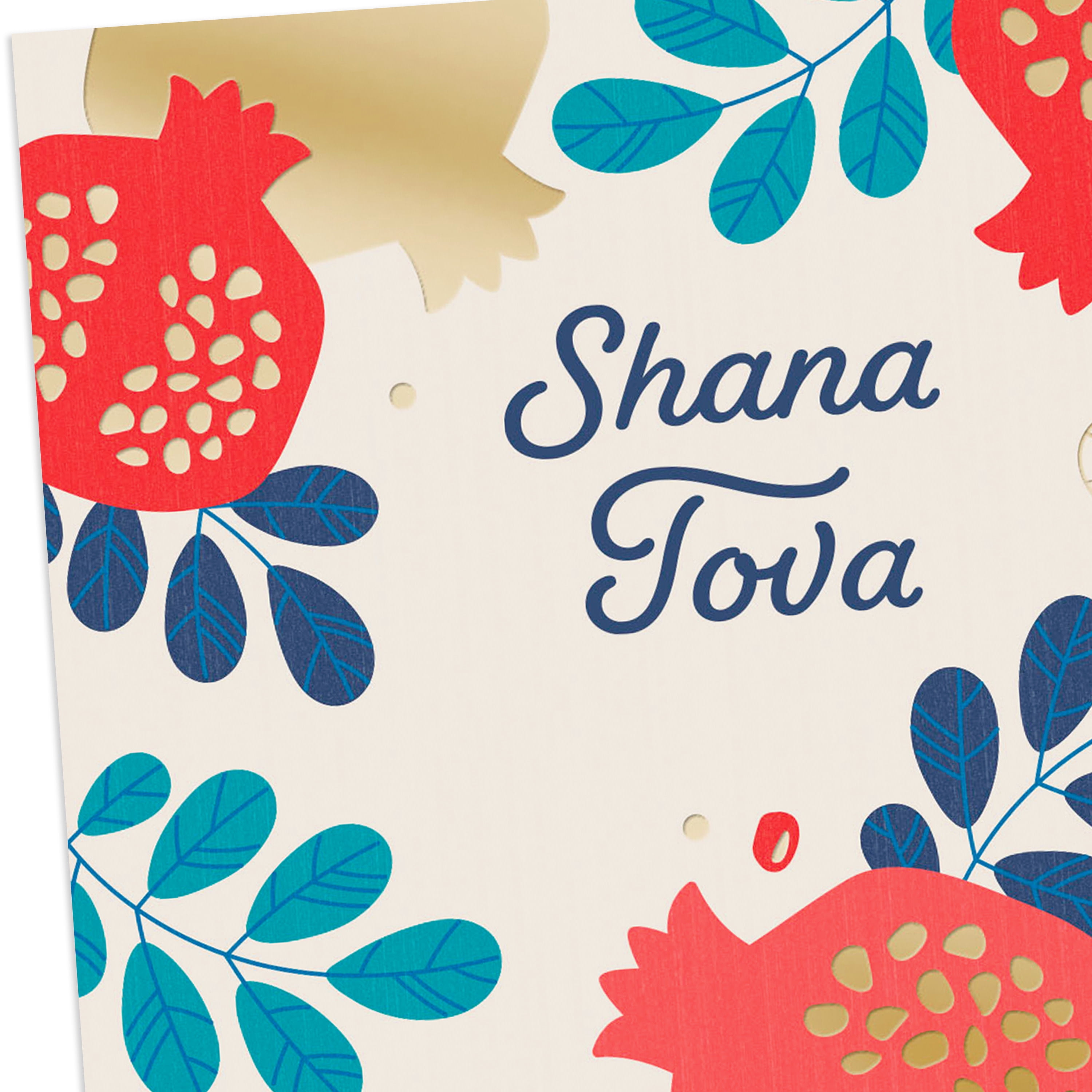 Hallmark Tree of Life Rosh Hashanah Cards (Red Gold Pomegranates), 6 Count