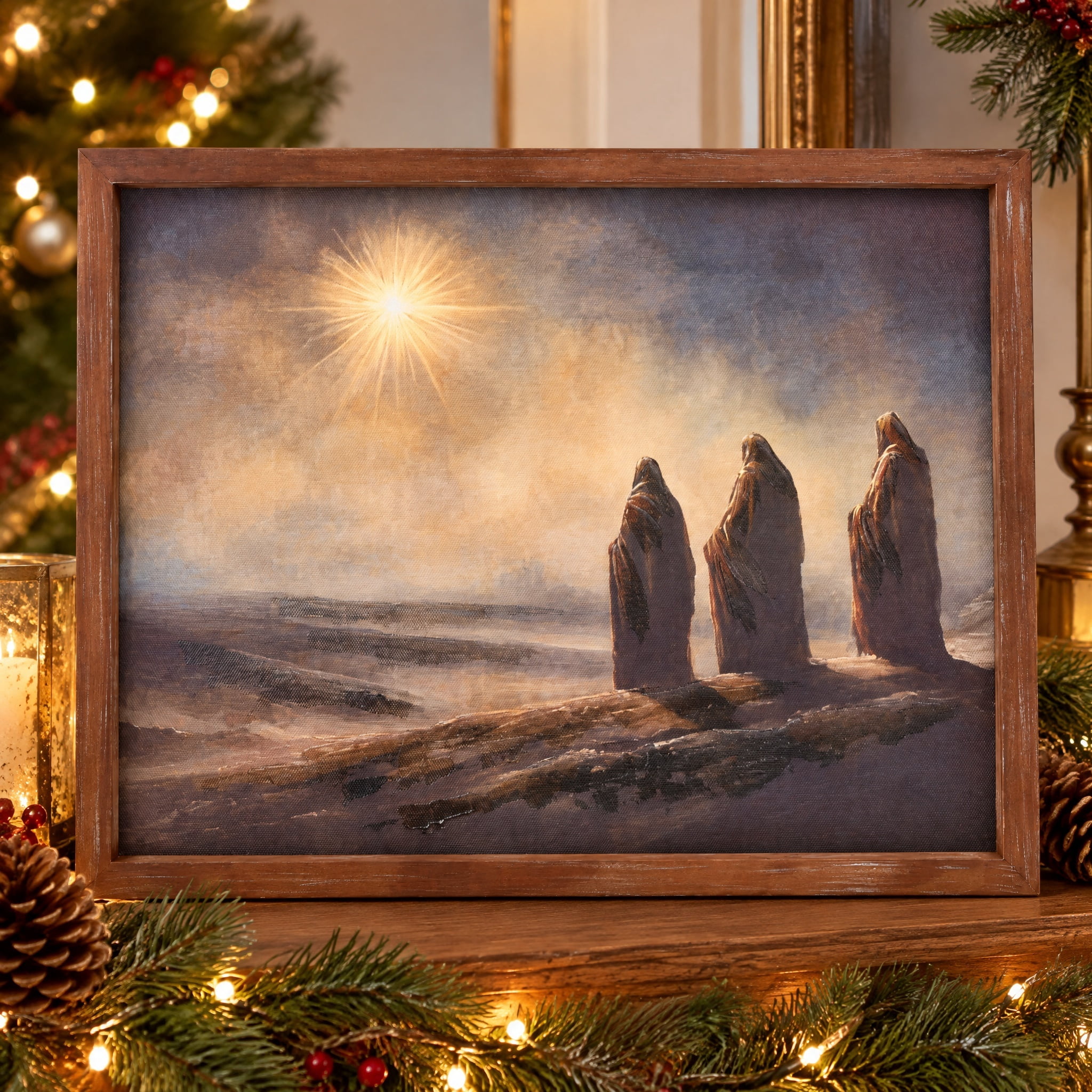 Three Wise Men Framed Christmas Wall Art, Multicolor, 14" x 11", by Holiday Time