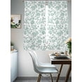 thumbnail image 5 of Spring Flower Semi Sheer Curtains 63 Inch Length 2 Panels Set, Vintage Farmhouse Turquoise Boho Leaf Sheer Kitchen Curtain Privacy Voile Window Curtain for Living Room Bedroom Rod Pocket Drapes, 5 of 7