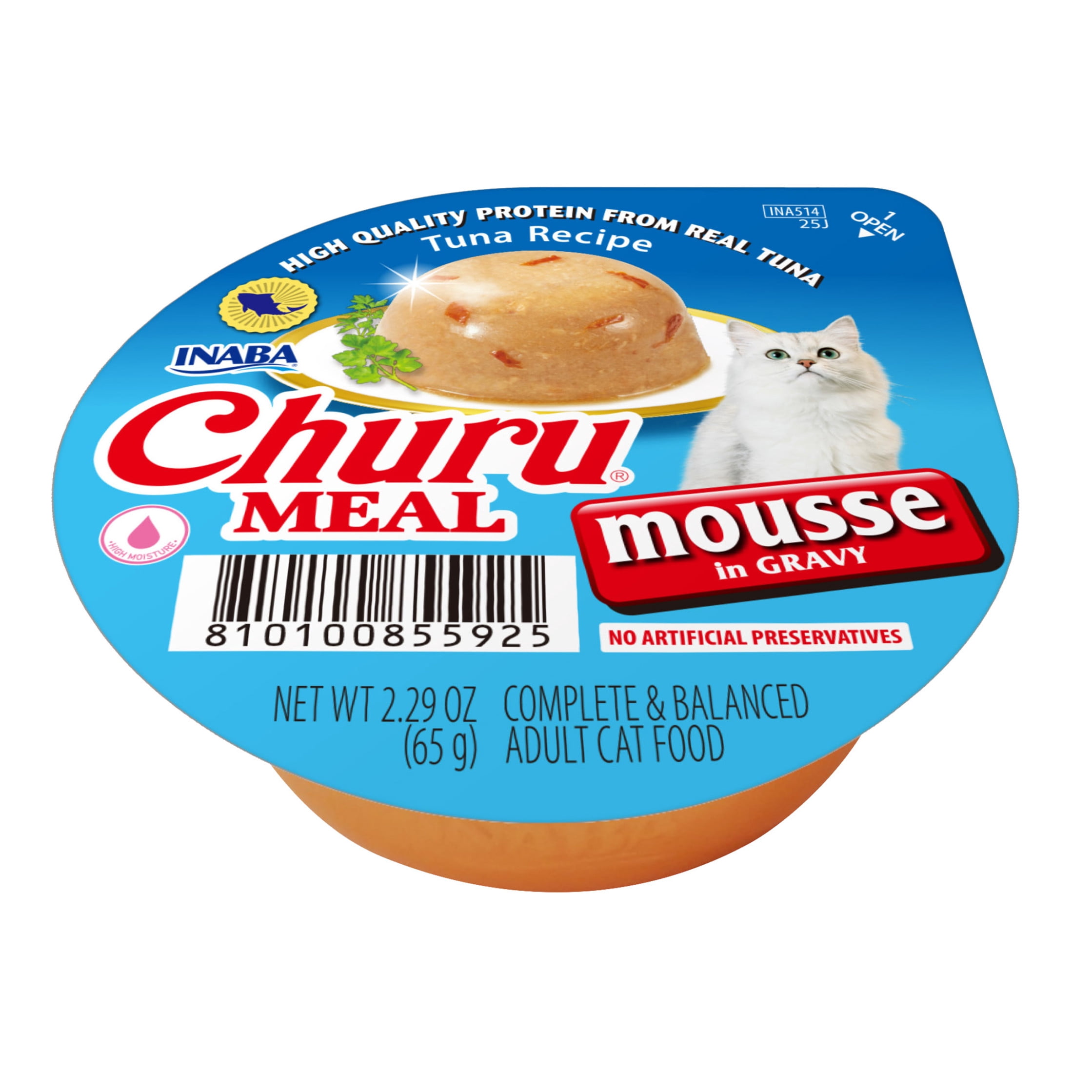 INABA Churu Meal Mousse Adult Wet Cat Food, 2.29 oz cup, 1-count, Tuna Recipe